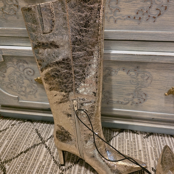 Worthington Shimmering Gold Heeled Boots - Picture 2 of 8